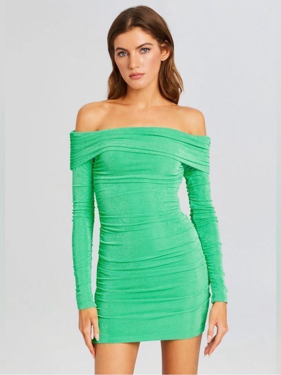 Ser.O.Ya Women's Windsor Mini Off The Shoulder Dress In Pistachio Size Large